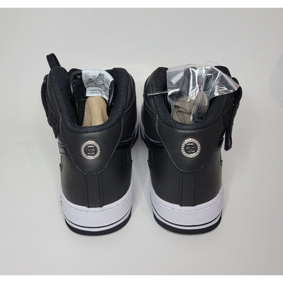 Nike x Stussy Air Force 1 \'07 Mid Black Shoes Sneakers Mens 9.5 AF1 DJ7840-001